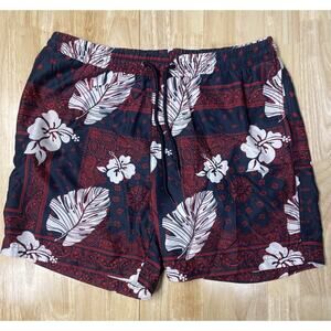 Club Room Men’s Swim Trunks Shorts Size Large 7in Inseam Red Navy Blue White